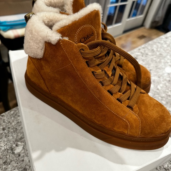 NWT gorgeous Chloe Lauren Crosta fur high top sneakers cosy Eu 41 9.5 - Picture 7 of 12